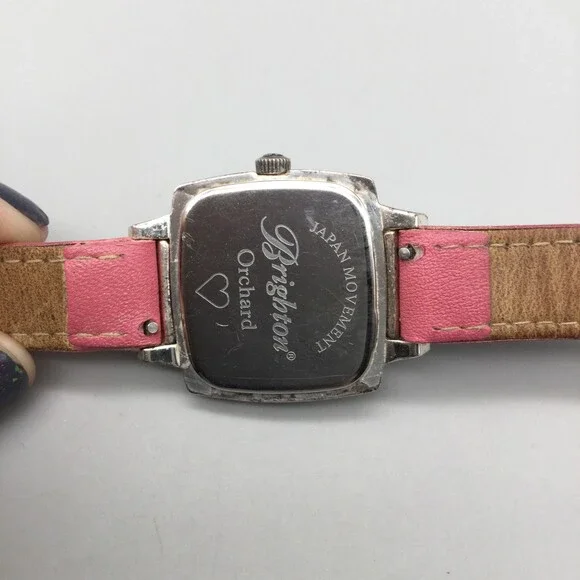 Brighton Orchard Watch Women 30mm Silver Tone Square Dial Leather New Battery - Picture 9 of 14